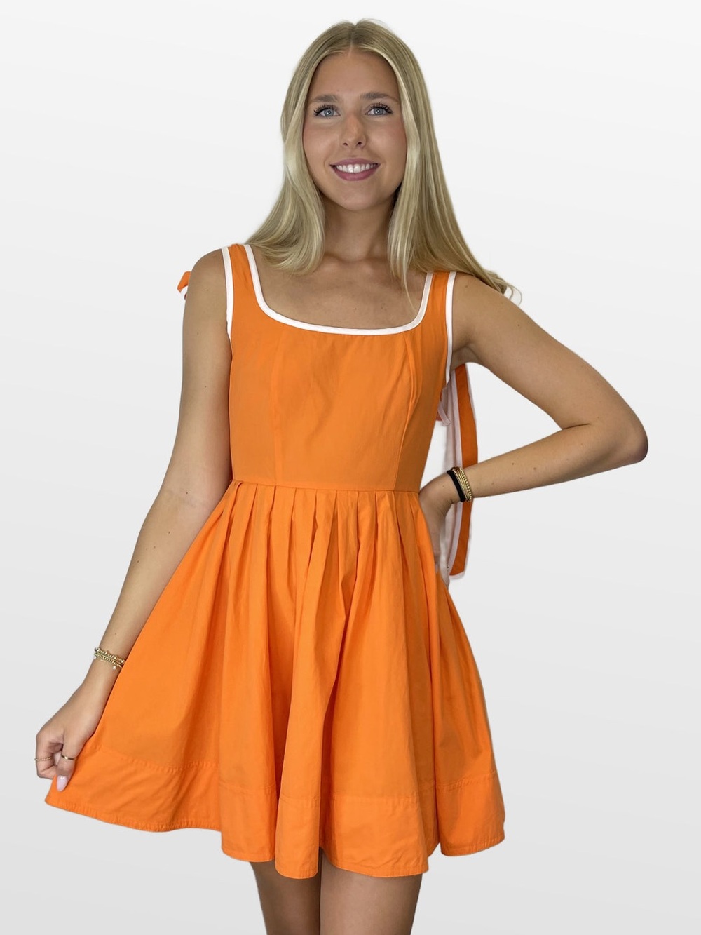 NWOT Sleeveless Orange Tie-Shoulder Sundress